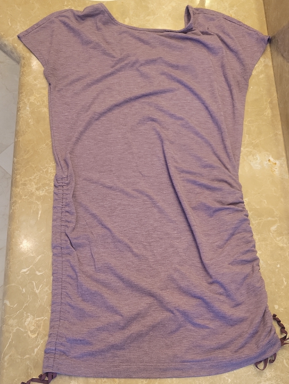 *Lucy Heathered Lavender Ruched-Side Tee Tunic, S